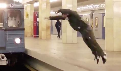 Man Jumps In Front Of Speeding Train In Moscow And What Happens Next Will Shock You Uk