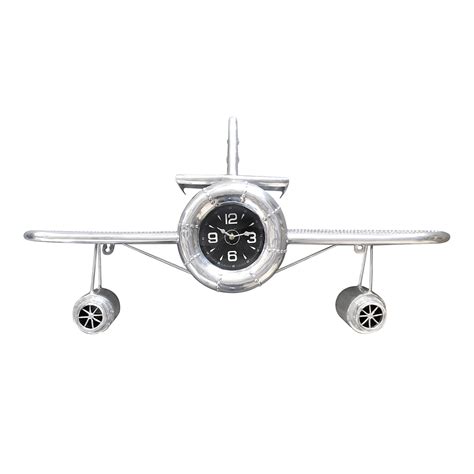 Airplane Wall Clock Polished Aviation Aluminum 36 Wingspan