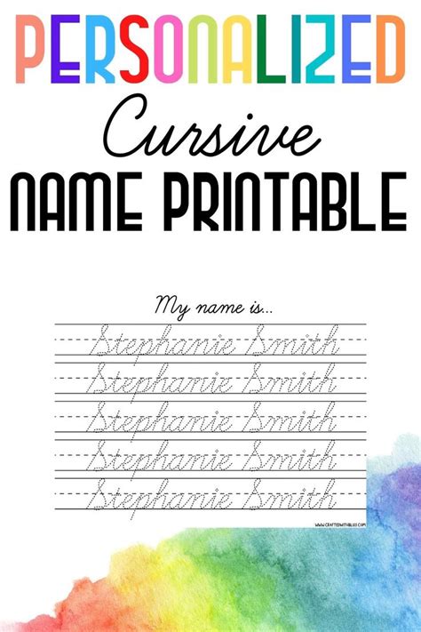 Custom Cursive Name Practice Worksheets Writing Worksheets Etsy Name