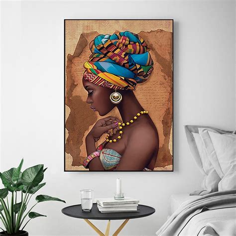 African Black Woman Canvas Wall Art Painting — Original Wall Arts