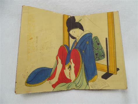 antique japanese shunga erotica fold out accordian pillow book 5 scenes explicit ebay