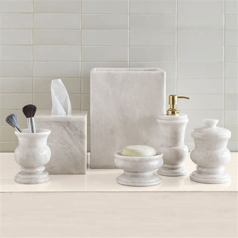 Choose makes and brands to give your bathroom. White Marble Bath Accessories | Gump's