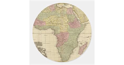 Vintage 1725 Africa Map Classic Round Sticker Zazzle