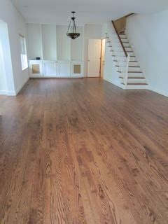 However, we knew moving in that there were a number of updates we would be doing to the home over time. Westhampton - Red Oak stained Early American and Bona Traffic HD poly - Traditional - Living ...
