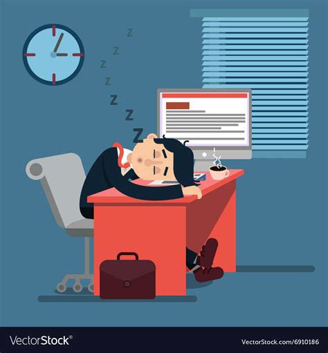 Tired Sleeping Businessman At Work Royalty Free Vector Image