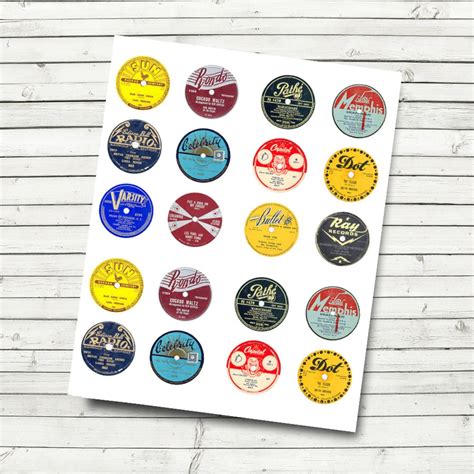 Vintage Record Labels 38mm 15 Inches Digital Collage Sheet Atc Mixed