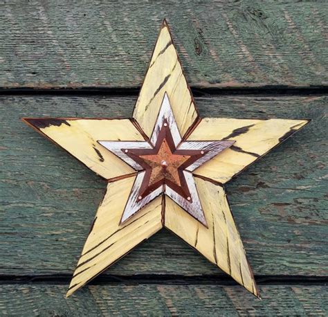 Star Rustic Barn Star Wall Hanging Butter Yellow White And Rust