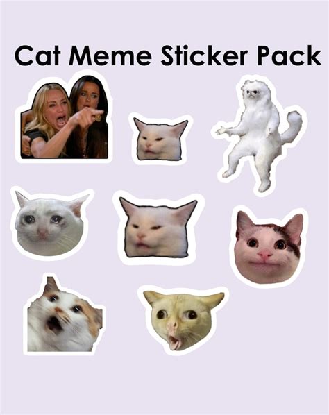 Cat Meme Sticker Pack Laminated Cats Funny Stickers Etsy