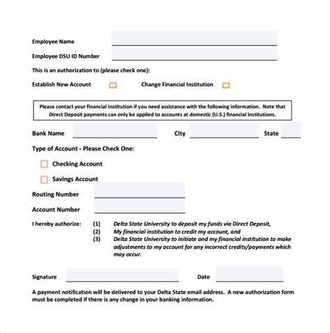 FREE Sample Direct Deposit Forms In PDF MS Word