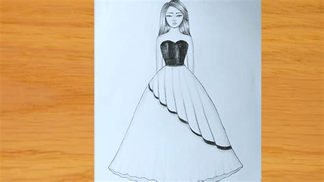 easy barbie doll drawing barbie drawing how to draw barbie with beautiful dress youtube