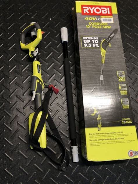 Ryobi Ry40560 10 In 40v Cordless Pole Chainsaw With Battery And Charger