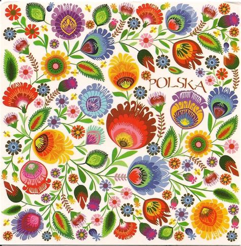 Polish Folk Art Flowers Postcard Polish Folk Art Folk Art Flowers