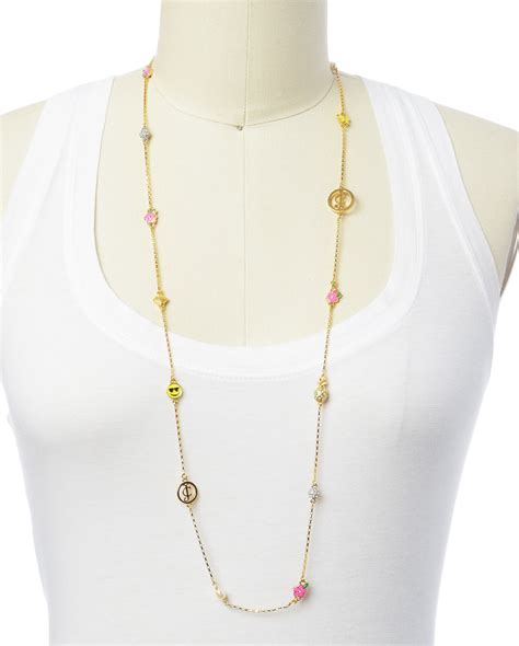 Juicy Couture Long Charm Necklace In Gold Lyst