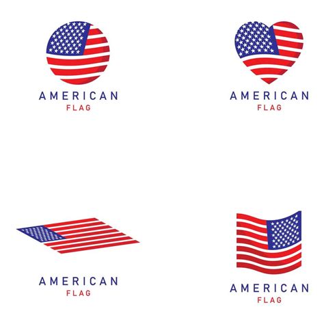 Set Of American Flag Logo Design Elements Vector Icons 13080038 Vector