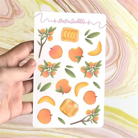 Peaches Sticker Sheet Cute Aesthetic Spring Peaches Planner Etsy