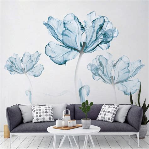 Trendy wall designs has a variety of large wall decals for living rooms, kitchens, and the kids' bedroom. Large Blue Flower Wall Sticker Home Decor Poster