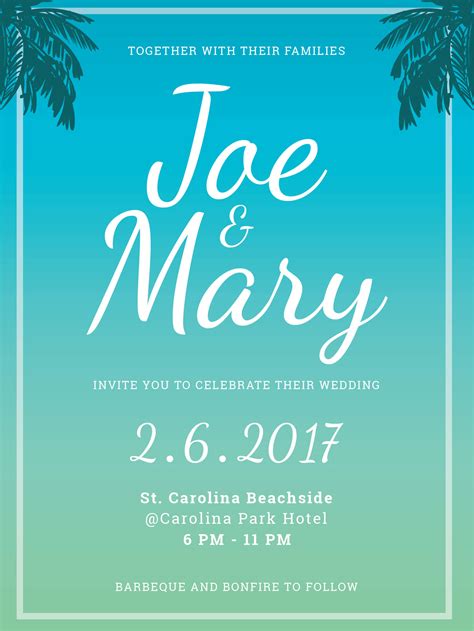 Download Beach Wedding Invitation - Download Free Vectors, Clipart ...