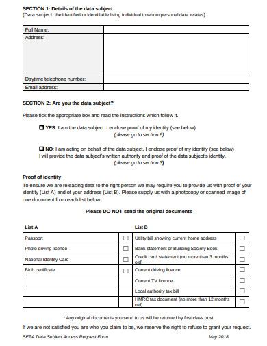 Free 10 Data Access Request Form Templates In Pdf Ms Word