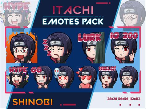 Itachi Anime Shinobi Emotes Twitch Emote Pack Streamer Emotes