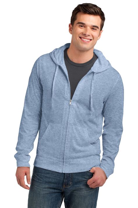 district mens lightweight full zip casual long sleeve zip up hoodie xs 4x dt1100 ebay