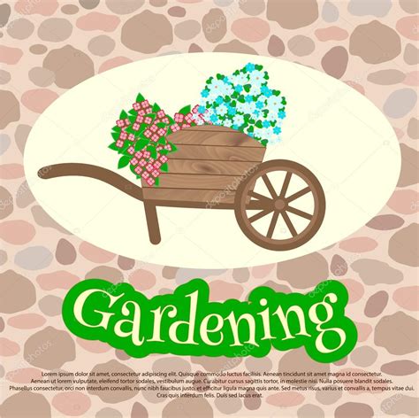 Garden Wheelbarrow With Flowers — Stock Vector © Alisarut 110423924