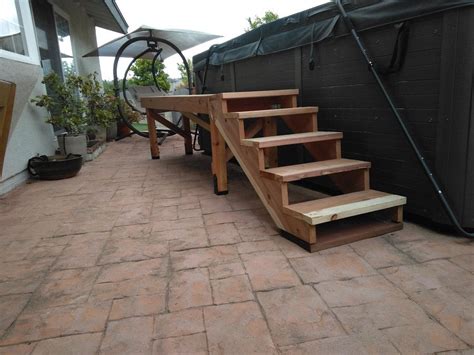 Redwood Deck With Stairs And Handrail By Joel