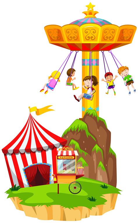 Children Playing Giant Swing At Funpark 591657 Vector Art At Vecteezy