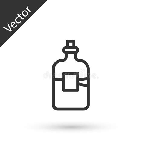 Grey Line Glass Bottle Of Vodka Icon Isolated On White Background