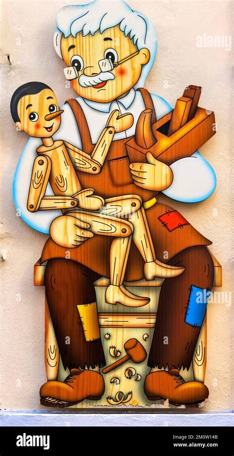 Pinocchio Mural And Artwork Outside Pinocchio Shop In Taormina Sicily