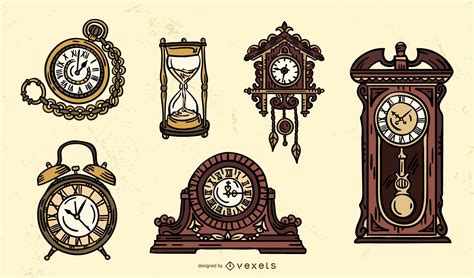 Descarga Vector De Conjunto De Diseño De Reloj Antiguo