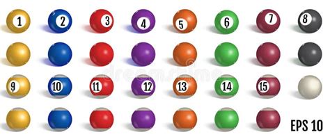 Billiard Pool Balls Collection Stock Vector Illustration Of Number