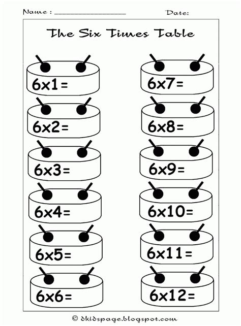 Multiplication 6 Worksheets