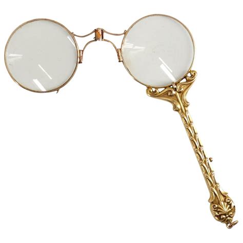 Victorian Era Folding Gold Lorgnette Eyeglasses Ph