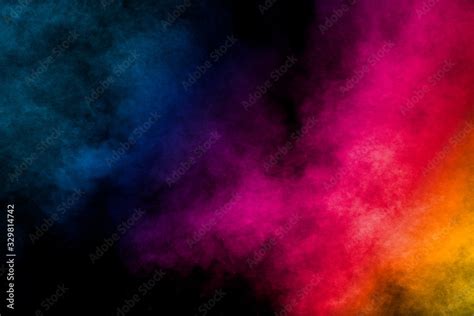 Multi Colored Particles Explosion On Black Backgroundcolorful Dust