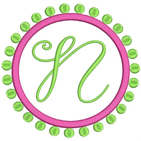394 Preppy Circle Dots Monogram Or Font Frames Embroidery Designs