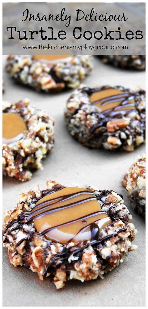 Insanely Delicious Turtle Cookies Soft Chocolate Pecan Thumbprint