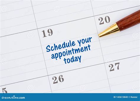 Scheduling Your Appointment Today On A Monthly Calendar Stock Photo