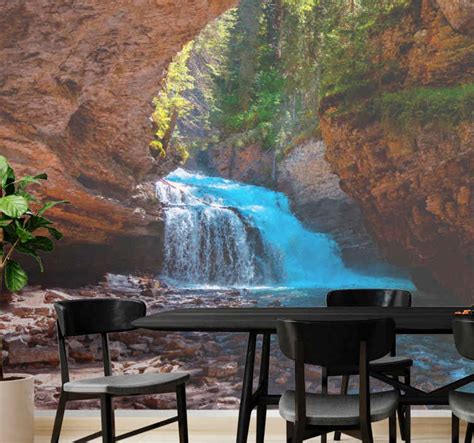Secret Waterfall Cave Waterfall Mural Tenstickers
