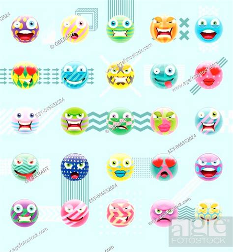 Abstract Cute Emoji Set Abstract Emoticon Series Variety Of Emoticon
