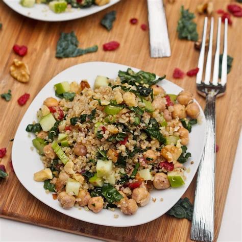 Kale Quinoa Salad With Apples Walnuts And Cranberries GF Vegan