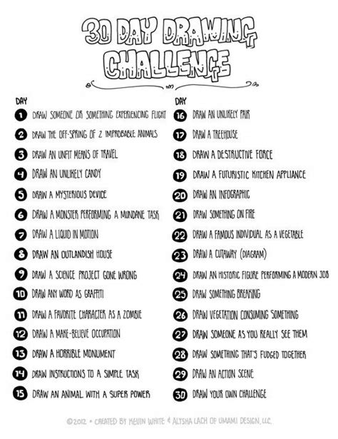 30 Day Drawing Challenge 30 Day Drawing Challenge Drawing Challenge Art Challenge
