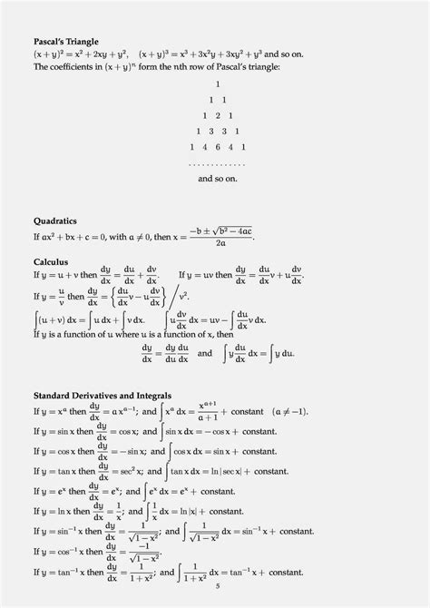 Maths Formula Sheet Useful For Engineering Students Venkat Power Bash