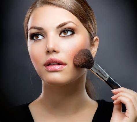 Make Up Closeup Cosmetic Powder Brush Perfect Skin Stock Photo By