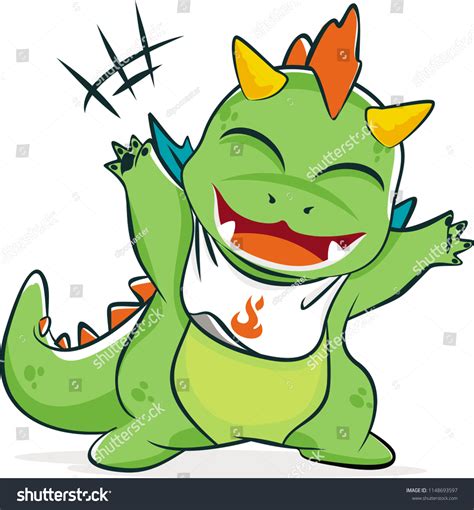 Little Green Dragons Mascot Character Vector Stock Vector Royalty Free