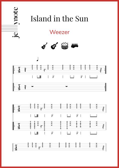 Partition Guitare Et Basse Pour Island In The Sun De Weezer Jellynote