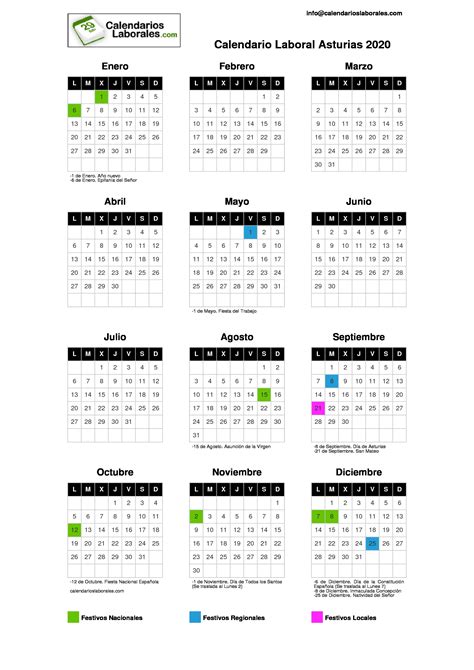 calendario laboral asturias