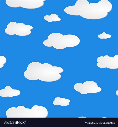 Light Blue Sky White Clouds Pattern Seamless Vector Image