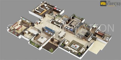 3d Bungalows Floor Plan Realistic Drawingillustration By Floorplan