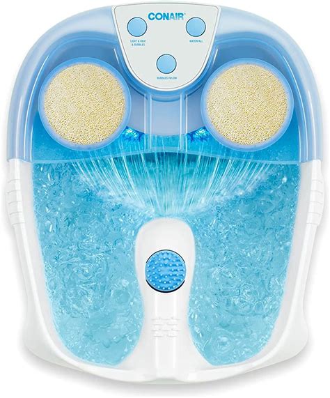 conair waterfall pedicure foot spa bath with blue led lights massaging bubbles and