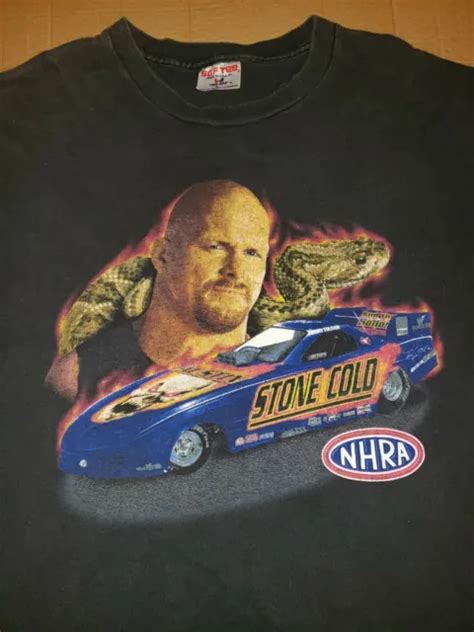 VINTAGE FADED STONE Cold Steve Austin WWF Wrestling NHRA Racing Shirt